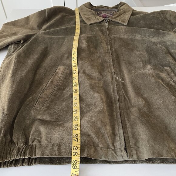 Vintage Colebrook Olive Green Suede Leather Bomber Harrington Jacket Mens XL - Picture 4 of 16